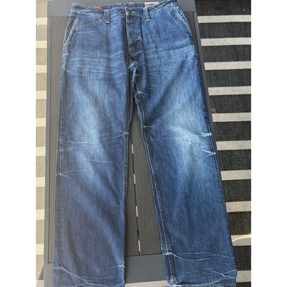 Hugo Boss Handcrafted Denim Jeans Men's 34x34 Straight Leg Distressed Rocker